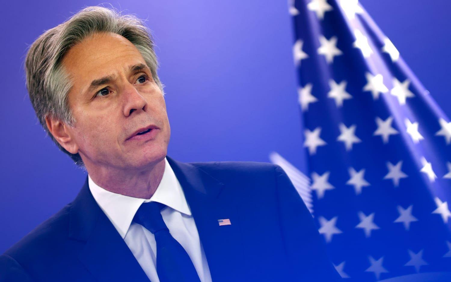 USA:s utrikesminister Antony Blinken vid ett besök i Bryssel i april. Arkivfoto.