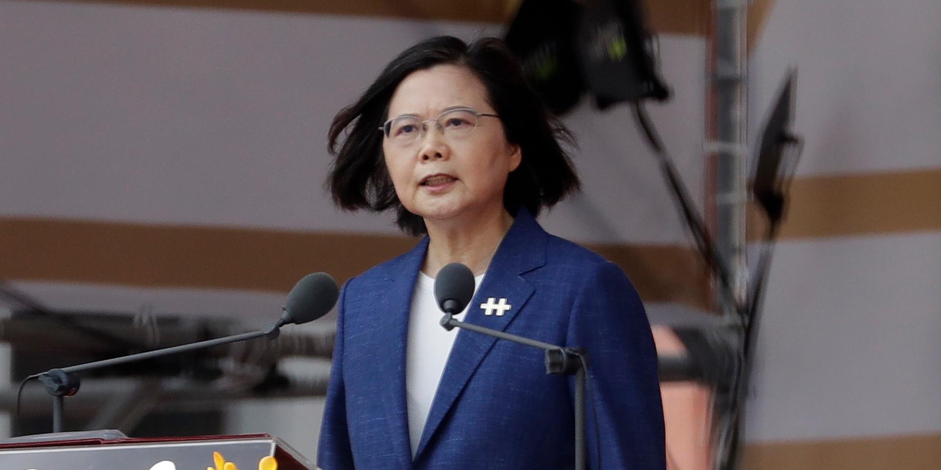 Taiwans president Tsai Ing-Wen under söndagen.