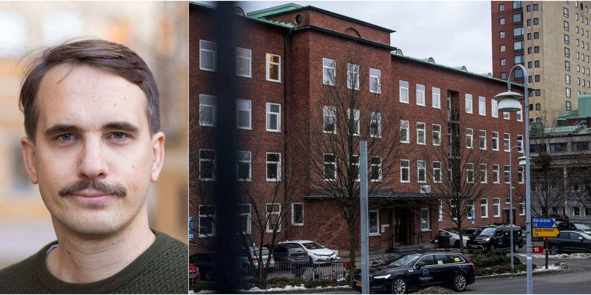 Bildkollage på läkaren Erik Smedler samt en bild på Sahlgrenskas psykiatri