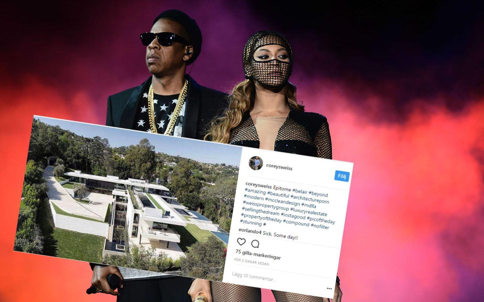 Jay-Z och Beyoncé har bjudit över en miljard kronor på drömvillan. Foto: TT/Kollage