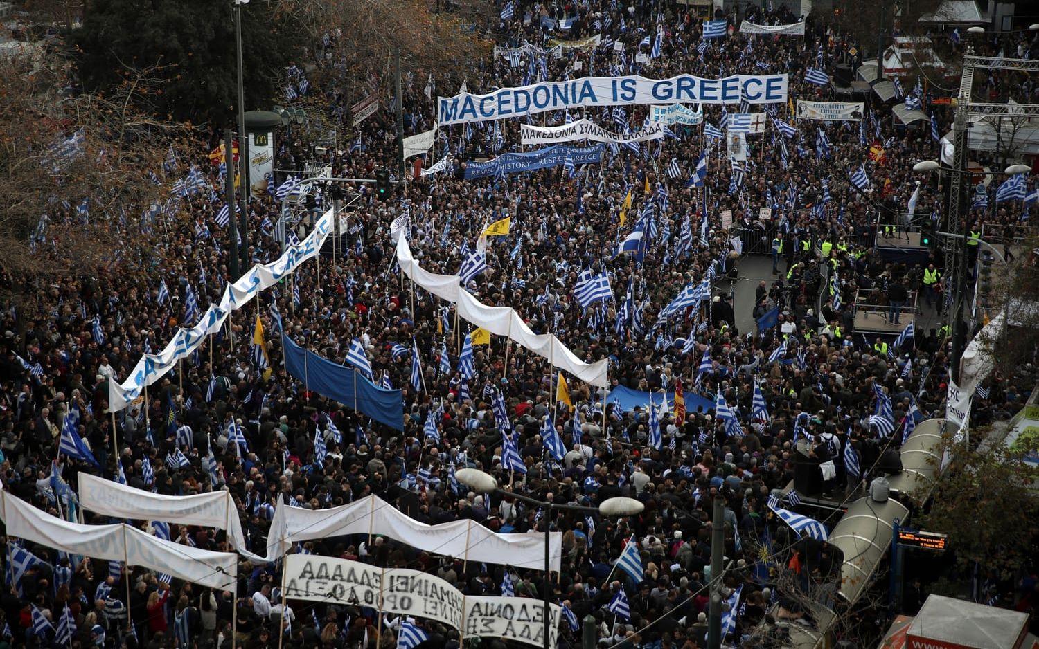Protester i Grekland mot Makedoniens namn. 