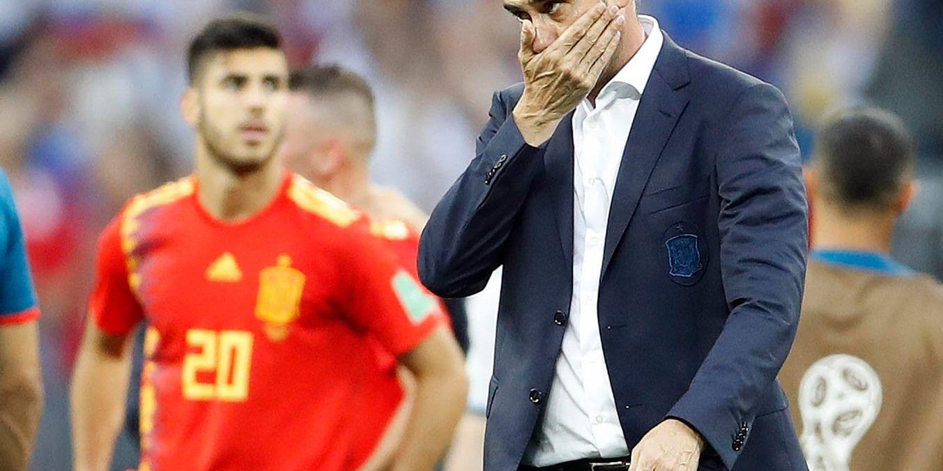 Fernando Hierro efter Spaniens straffläggningsförlust mot Ryssland.