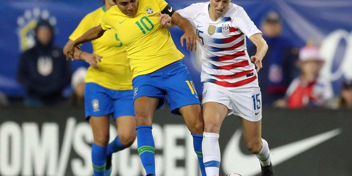 Brasiliens Marta och USA:s Megan Rapinoe är två sevärda spelare. Arkivbild.