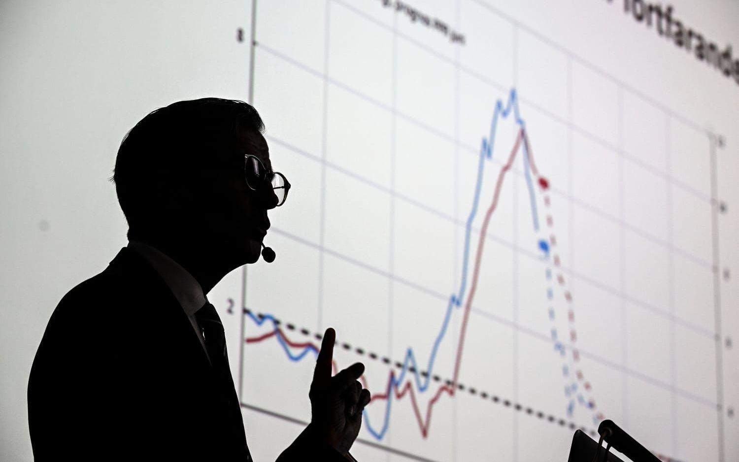 Inflationen ser ut att vara på väg nedåt efter en rekordsnabb höjningssvit av styrräntan från Riksbanken, med Erik Thedéen. Arkivbild.