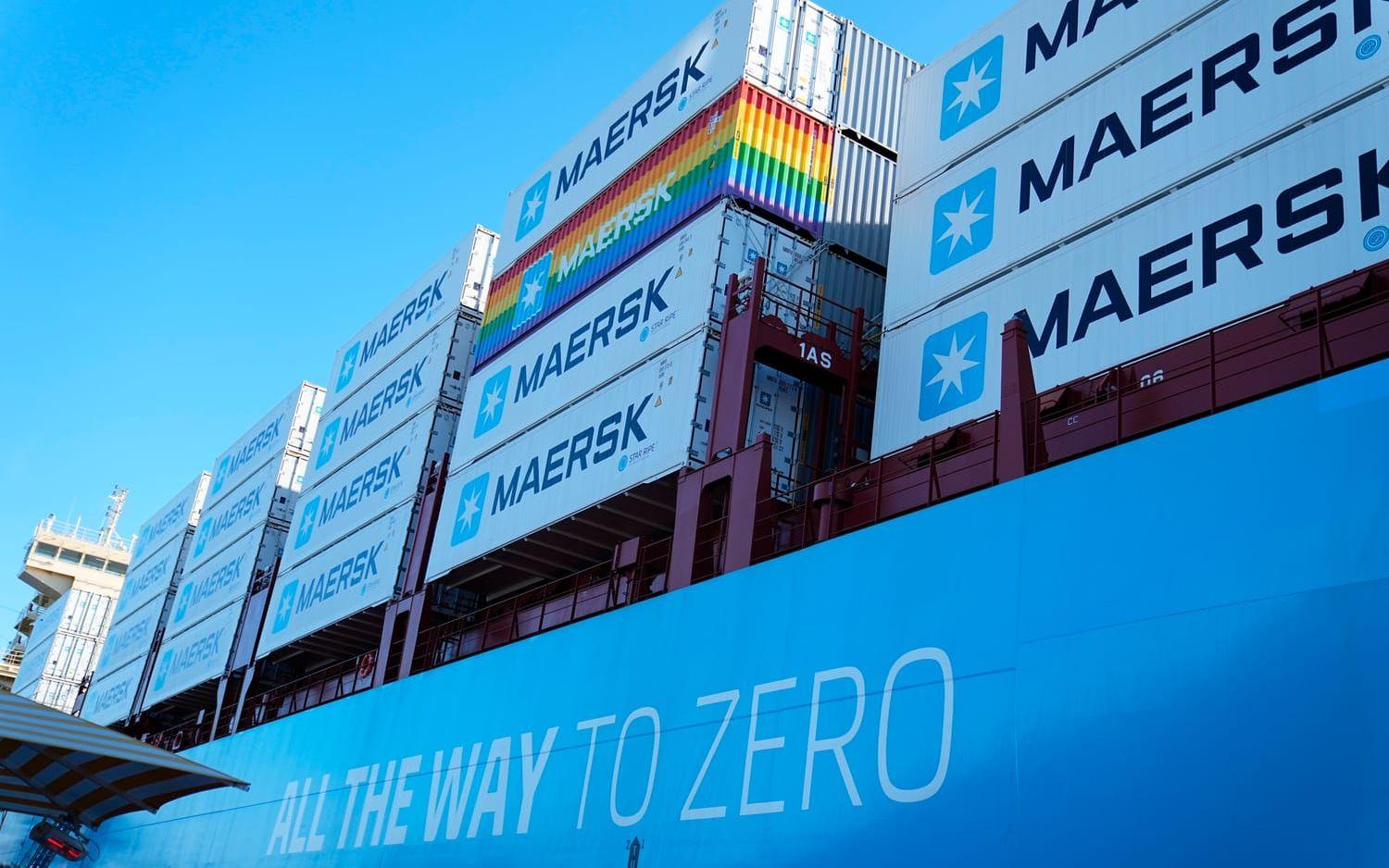 Ett containerfartyg tillhörandes AP Møller-Mærsk. Arkivbild. 