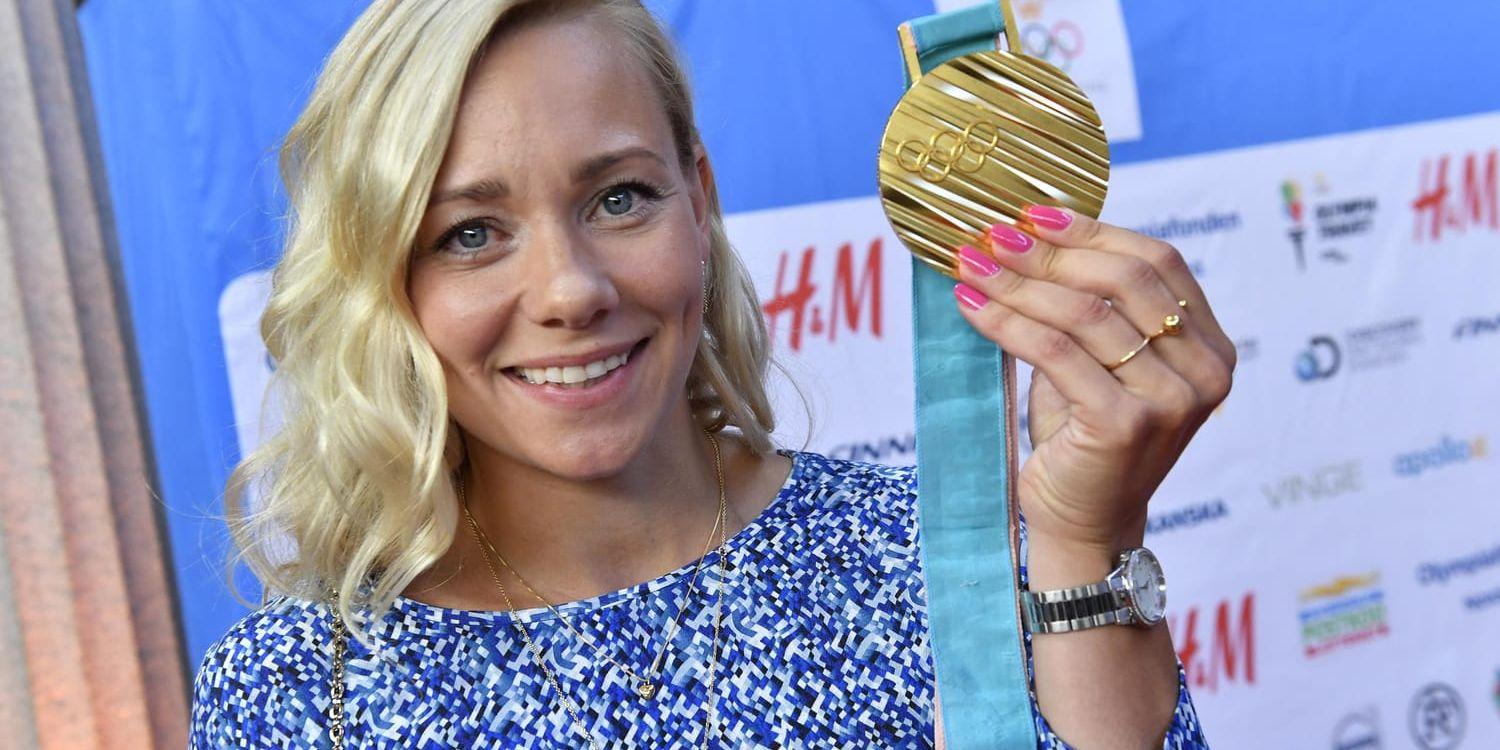 Slalomåkaren Frida Hansdotter på plats i Stockholms stadshus där de svenska medaljerna i OS och Paralympics firades på måndagen.
