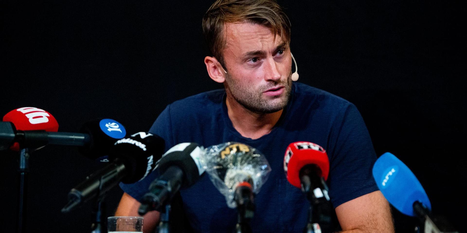  Petter Northug under presskonferensen den 21 augusti 2020 efter att han dagarna tidigare gripits av norsk polis. 