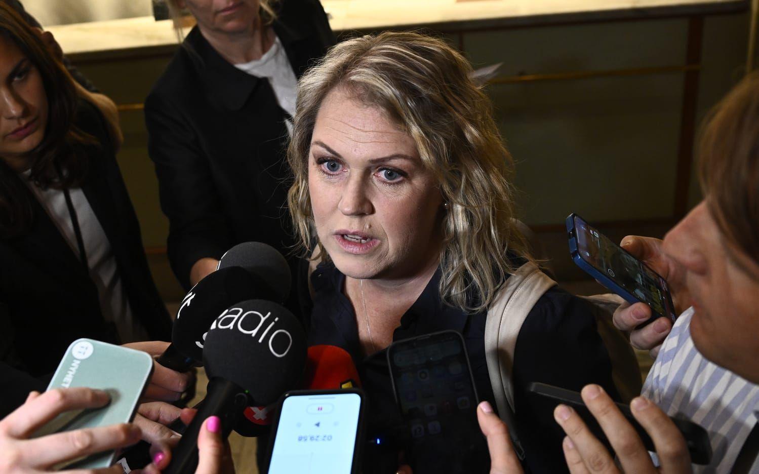 S gruppledare Lena Hallengren efter mötet med talmannen Andreas Norlén.