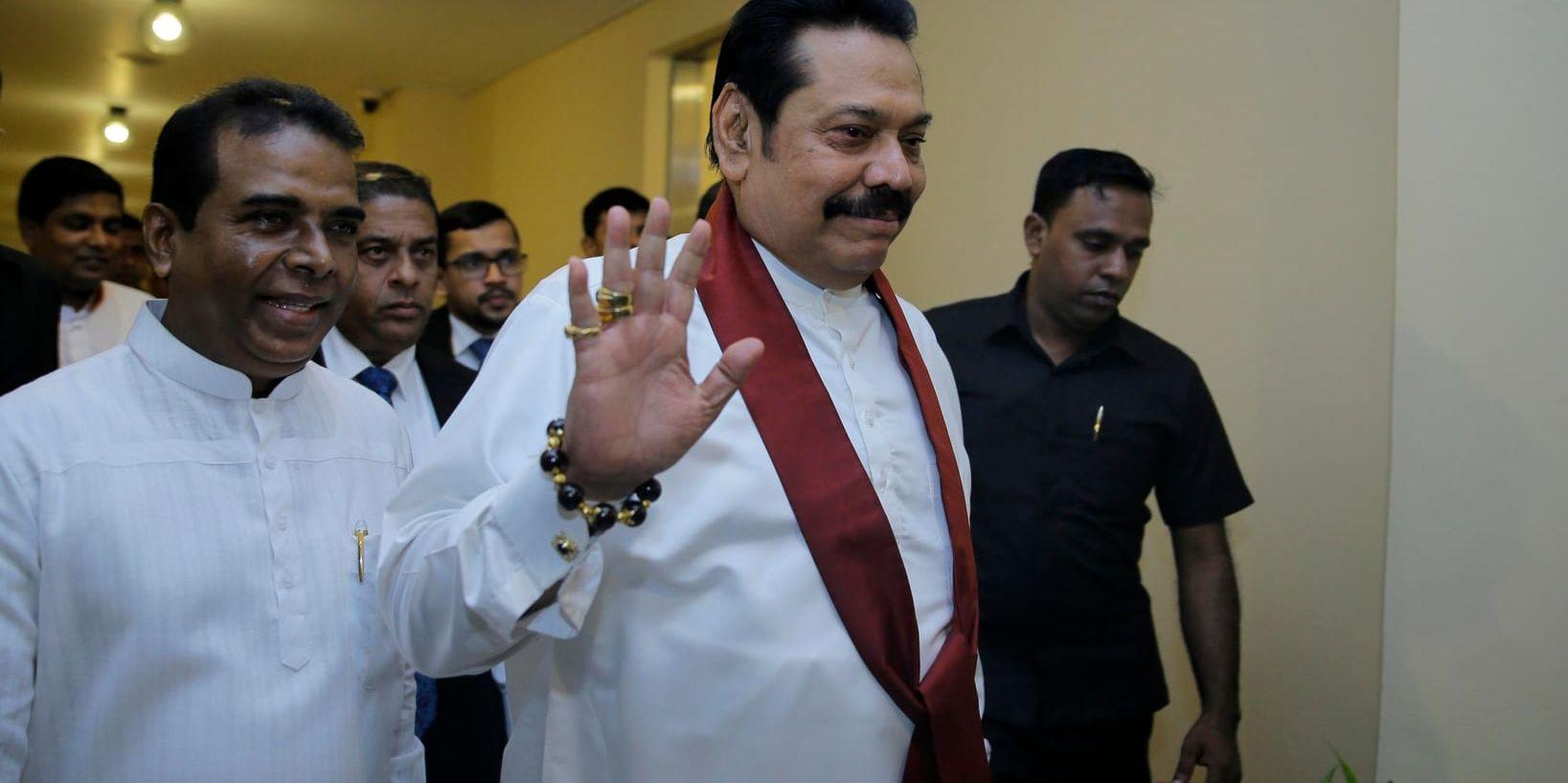 Sri Lankas omstridde avgående premiärminister Mahinda Rajapaksa.
