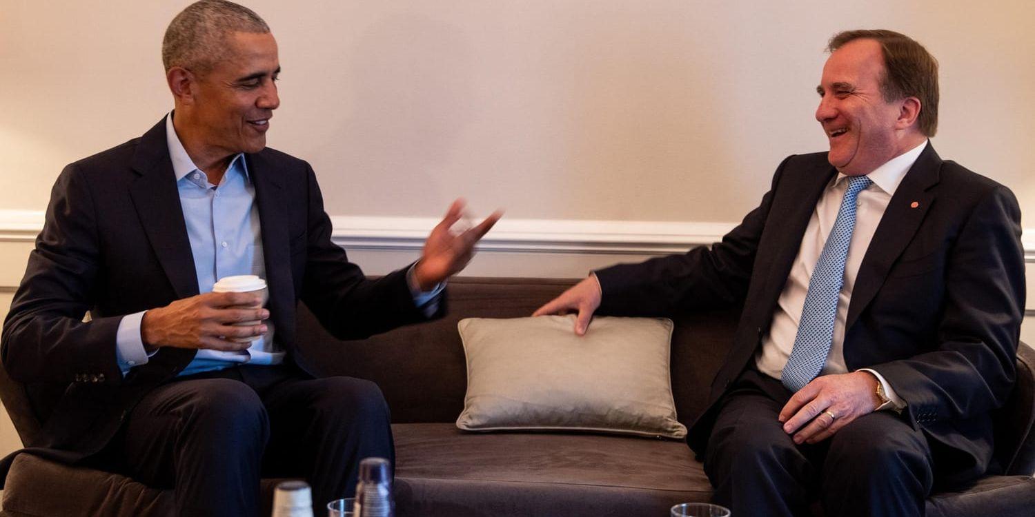 USA:s förre president Barack Obama träffade statsminister Stefan Löfven i Stockholm under torsdagen.