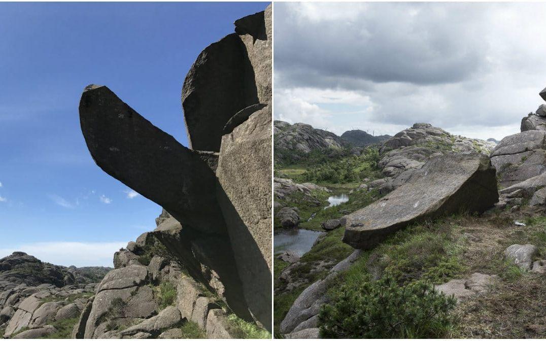 I Eigersunds kommun i Norge har vandaler gett sig på den resliga stenformationen "Trollpikken" Bild: TT.