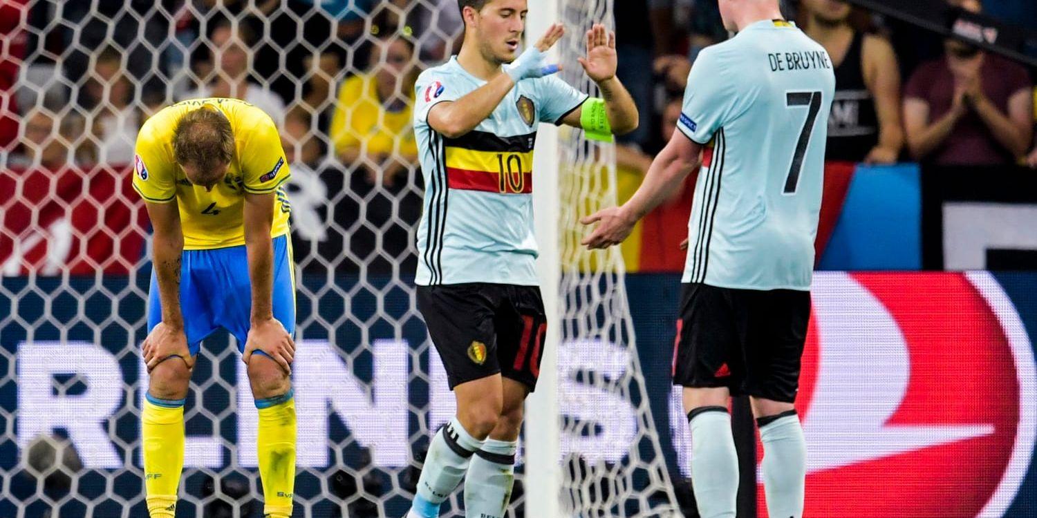 Besvikelsen i svenska laget var stor efter 1-0-förlusten mot Belgien.