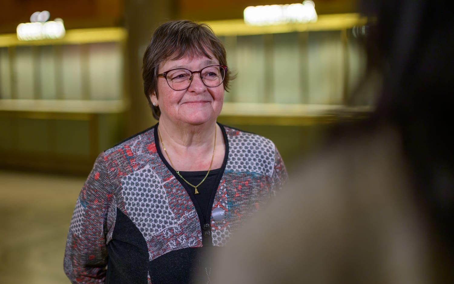 Ulla-Lena Lindqvist i riksdagen efter debatten om skenskrivningar i förra veckan. 