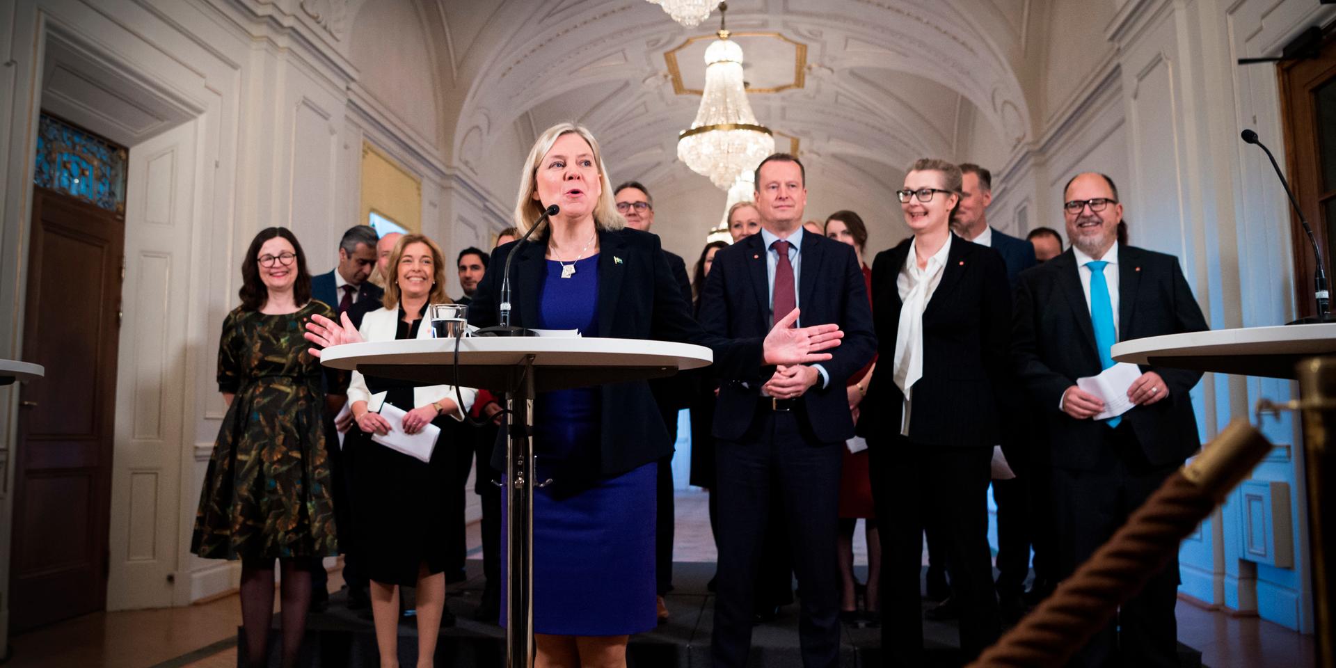Magdalena Andersson när hon presenterade sin nya regering.