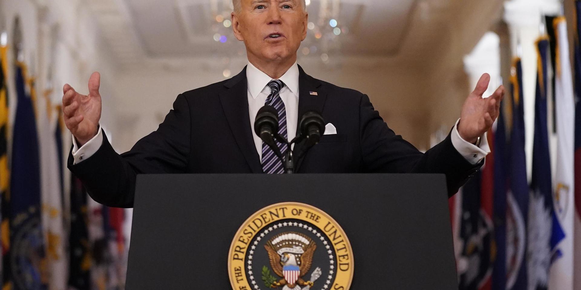 USA:s president Joe Biden håller tal till USA natten till fredag.
