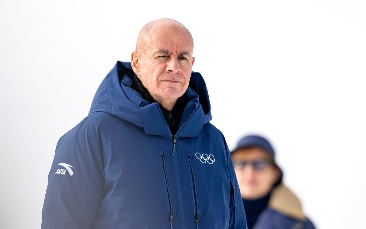 Johan Eliasch, ordförande för Fis, under OS i februari.