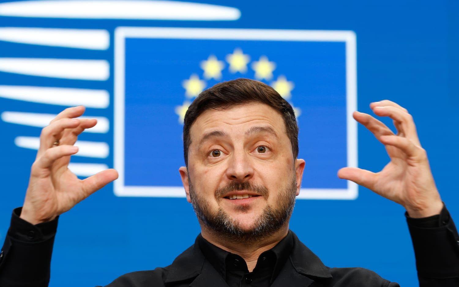 Ukrainas president Volodymyr Zelenskyj på toppmötet i Bryssel.