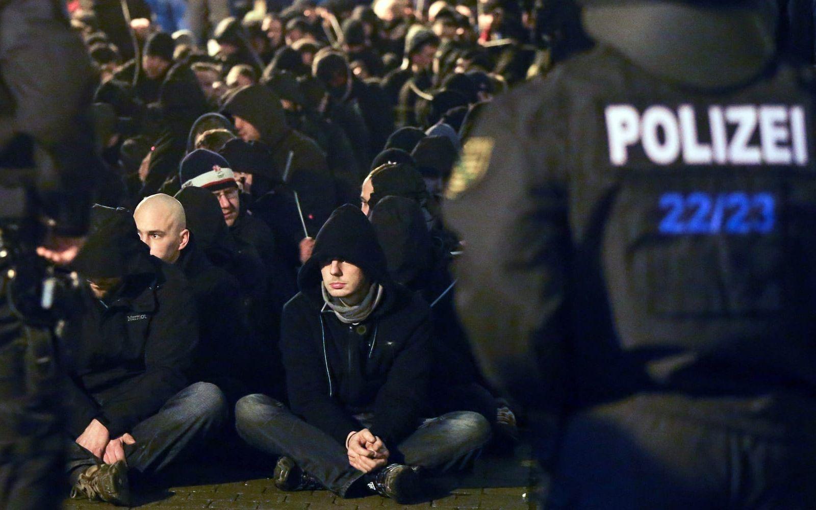 Det var i Dresden som den anti-islamska rörelsen Pegida växte med start under 2014. Foto: AP / Jan Woitas