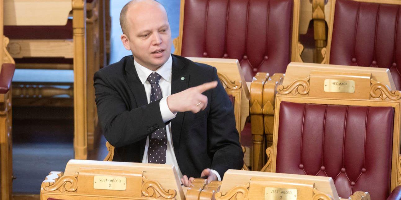 Senterpartiets partiledare Trygve Slagsvold Vedum vid en debatt i stortinget. Arkivbild.