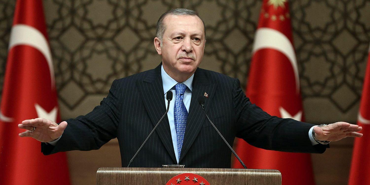 Turkiets president Erdogan uppmanas att avbryta undantagstillståndet som pågått sedan 2016. Arkivbild.