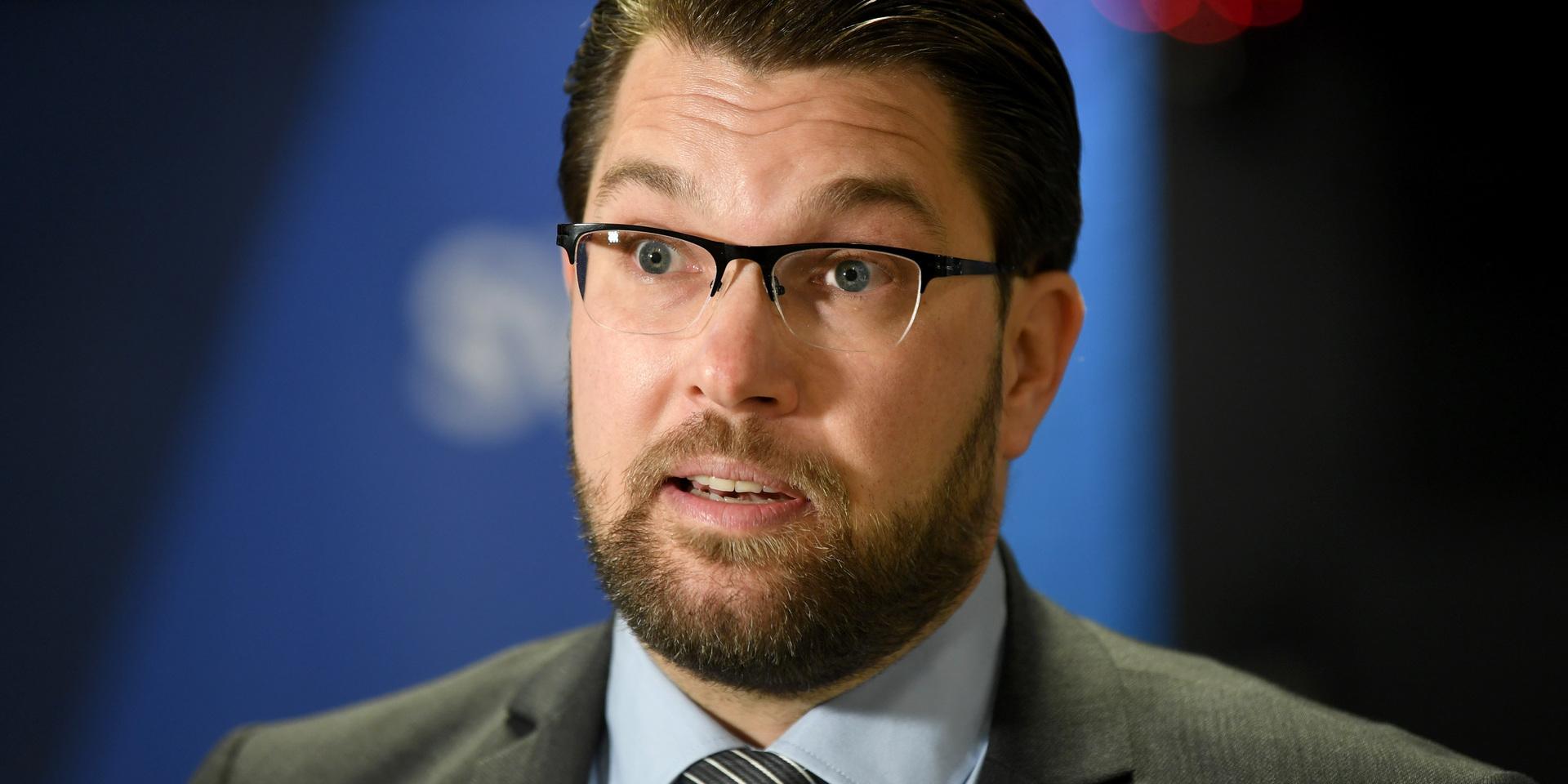 Sverigedemokraternas partiledare Jimmie Åkesson (SD) får mandat från landsdagarna för mycket hårda krav för att stödja en regering. Arkivbild.