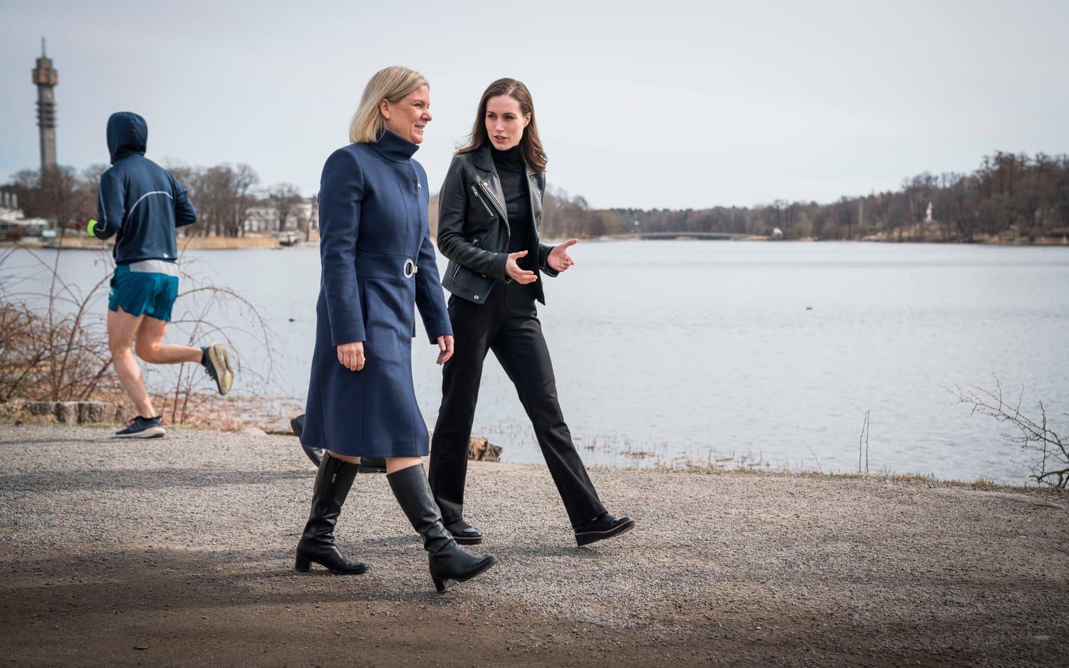 Magdalena Andersson och Finlands statsminister Sanna Marin träffades i april förra året.