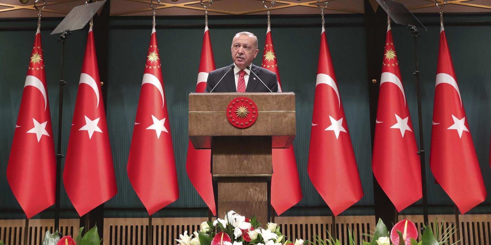 Turkiets president Recep Tayyip Erdogan efter ett regeringsmöte i Ankara.