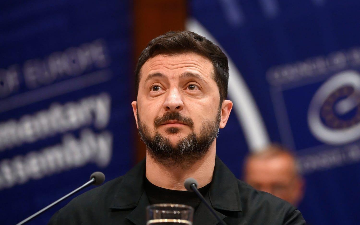 Ukrainas president Volodymyr Zelenskyj under ett besök i Strasbourg på torsdagen.