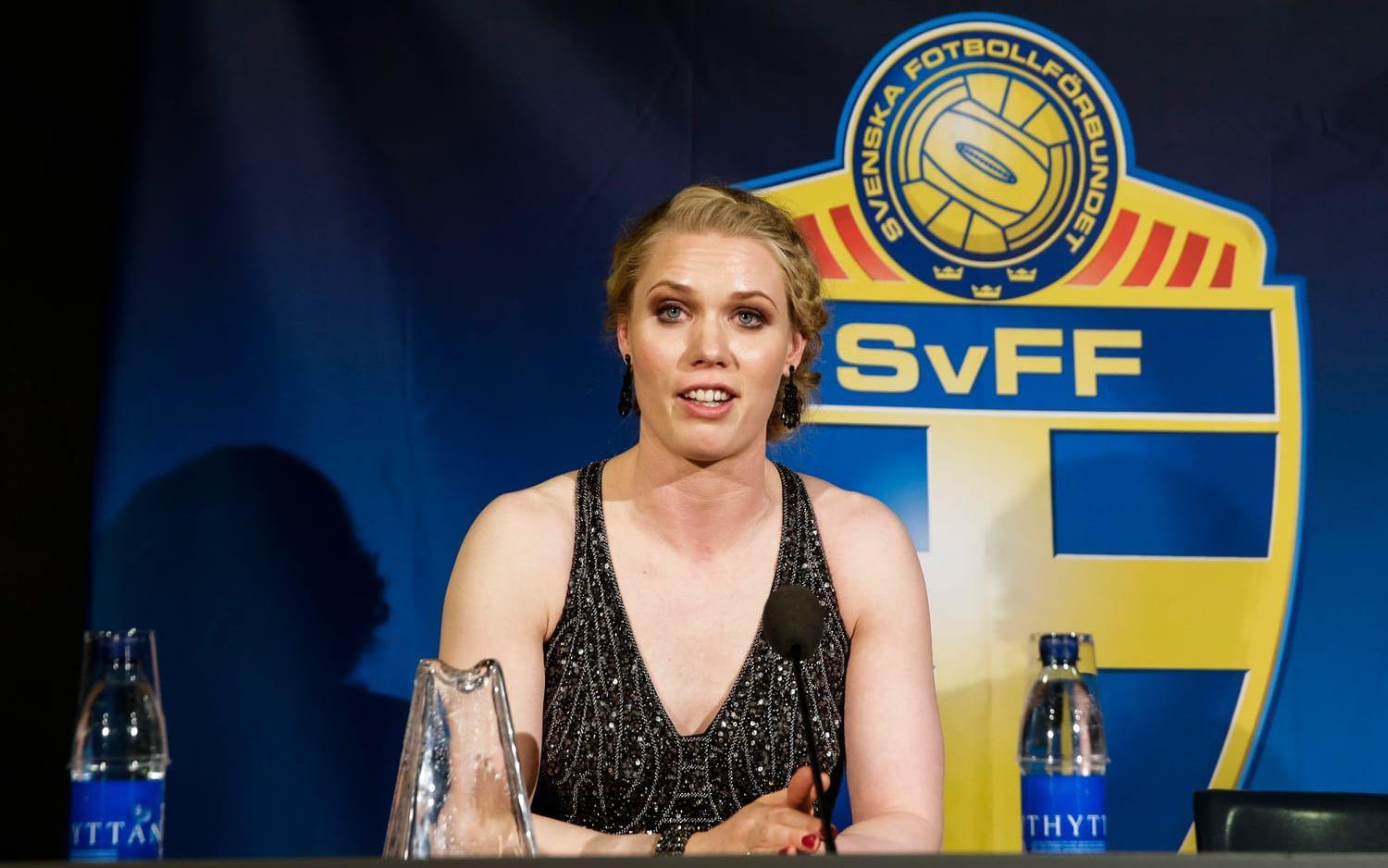 Hon fick diamantbollen som årets kvinnliga svenska fotbollsspelare 2016. Bild: Bildbyrån.