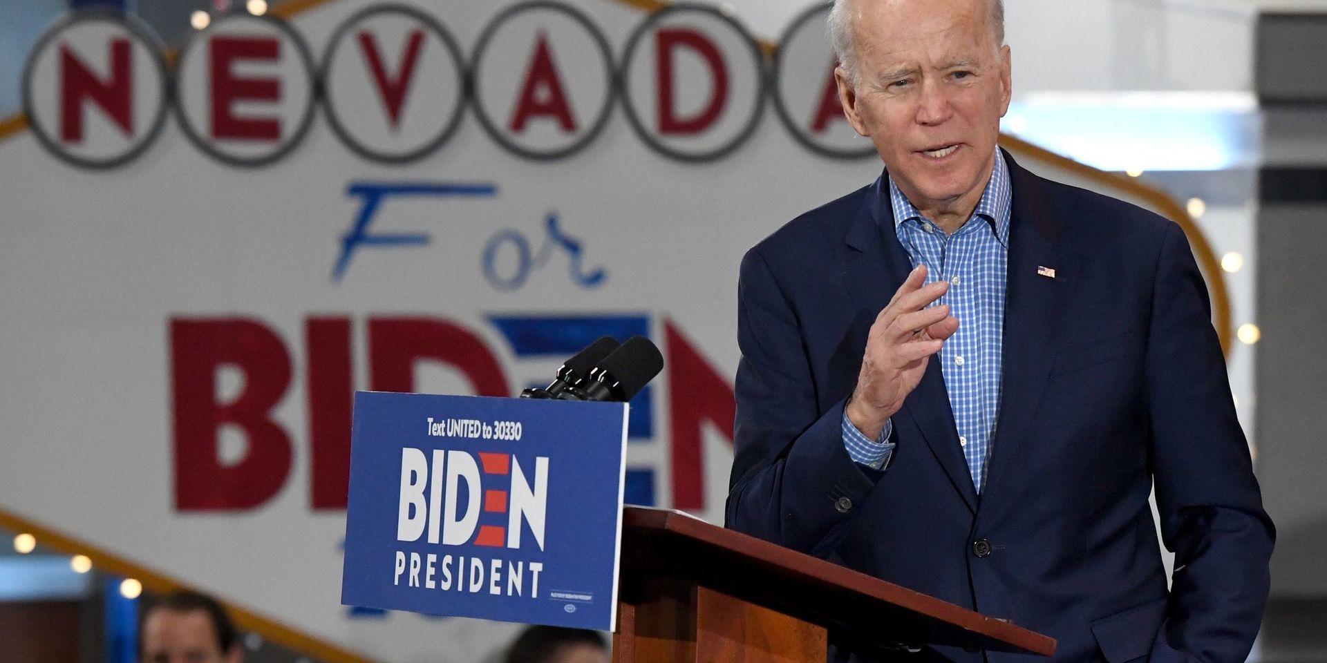 Den tidigare vicepresidenten Joe Biden kom tvåa i Nevada.