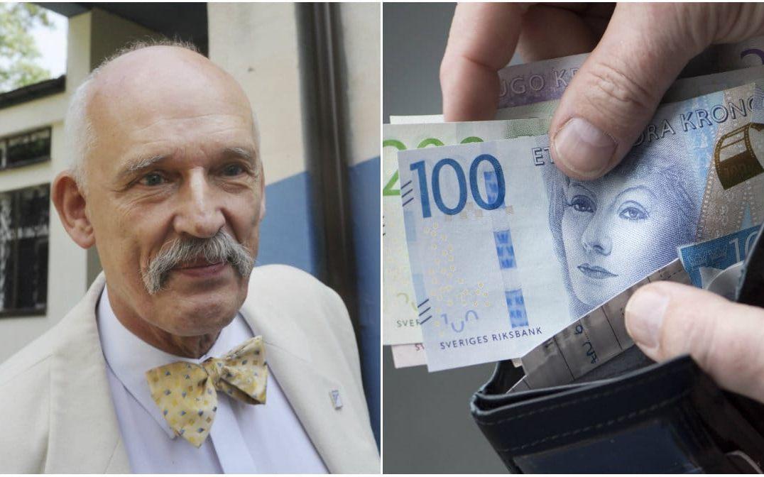 Janusz Korwin-Mikke tycker kvinnor bör tjäna mindre pengar än män. Bild: TT