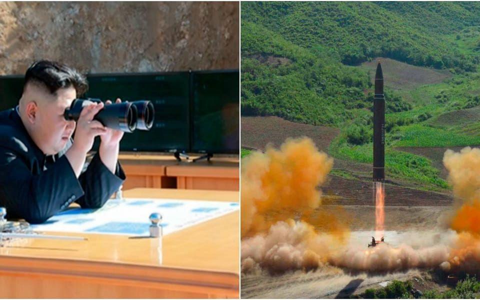 Nordkoreas ledare Kim Jong-Un iakttar landets senaste missiltest. Bild: KRT/AP/TT och Korean Central News Agency/Korea News Service/AP/TT