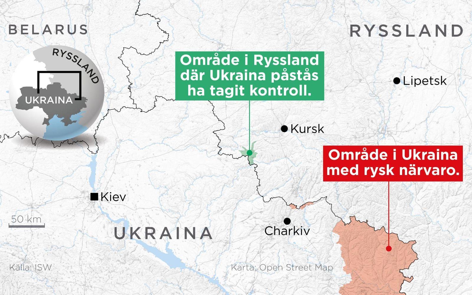 Område i ryska Kurskregionen som Ukraina säger sig ha erövrat.