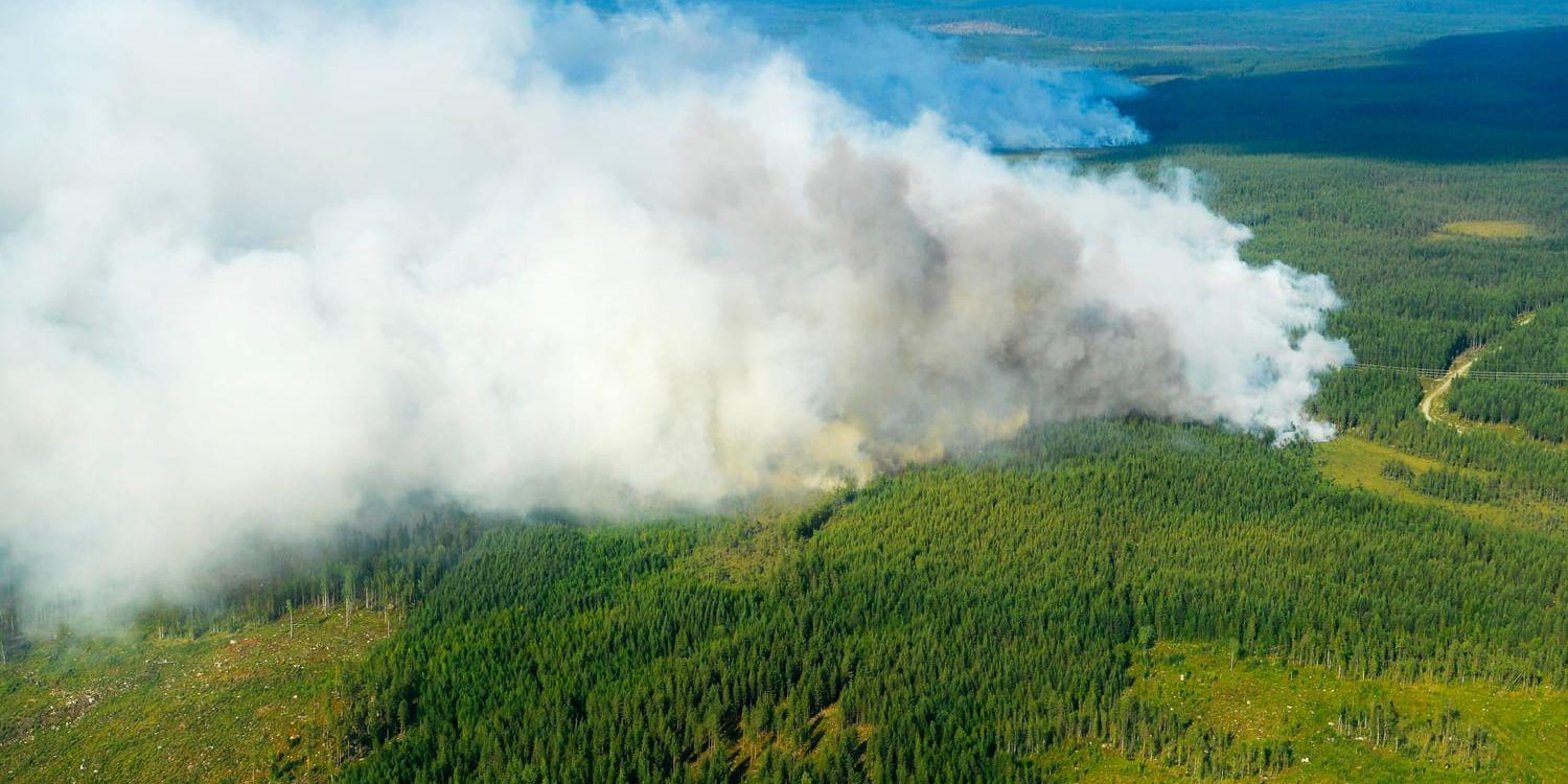 Flygbilder över branden runt Ljusdal.