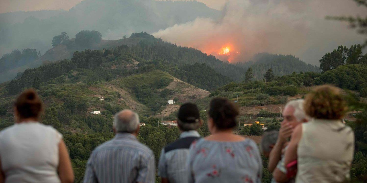 Invånare på Gran Canaria tittat på elden som härjar nära Montaña Alta.