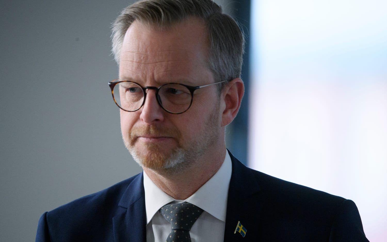 Inrikesminister Mikael Damberg vid Folk och Försvars digitala konferens i TCO-huset i Stockholm.