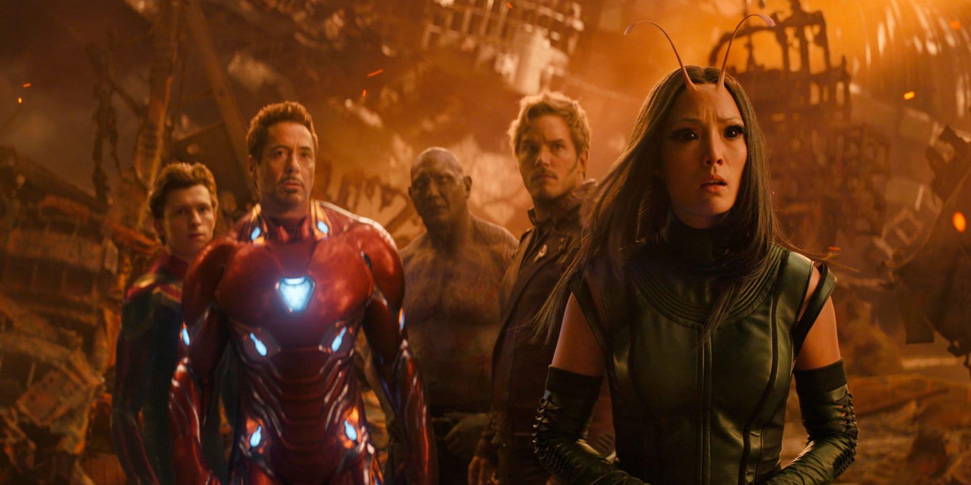 Gänget från "Guardians of the galaxy" möter Iron Man och Spider-Man i biotoppsfilmen "Avengers: Infinity war". Pressbild.