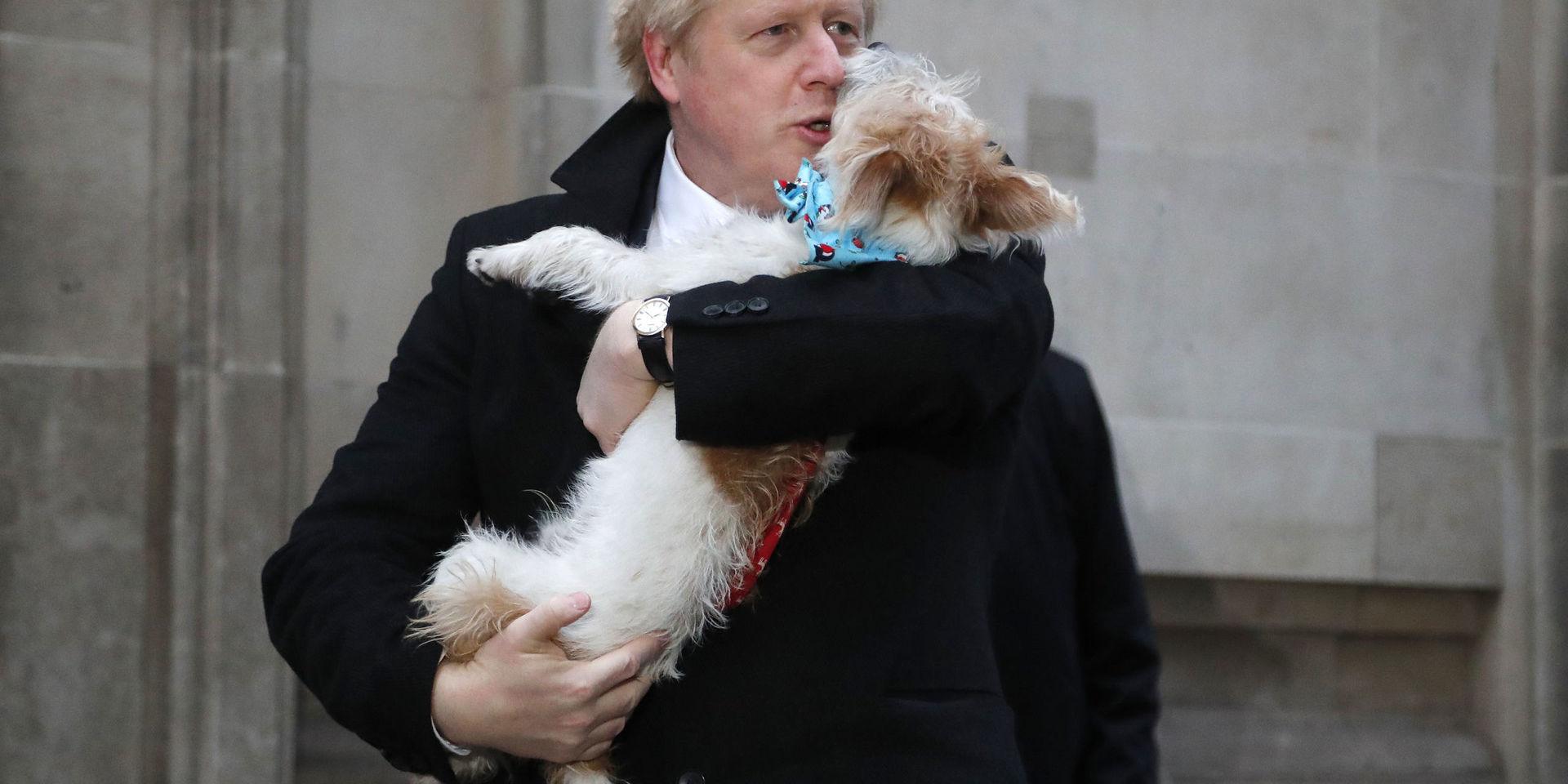 Boris Johnson med hunden Dilyn.