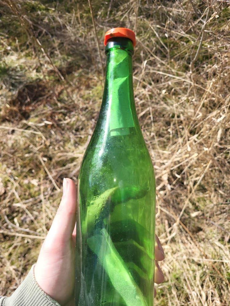 Linnéa Mählers sambo hittade flaskposten i Viskan. Där har den legat i över 30 år.