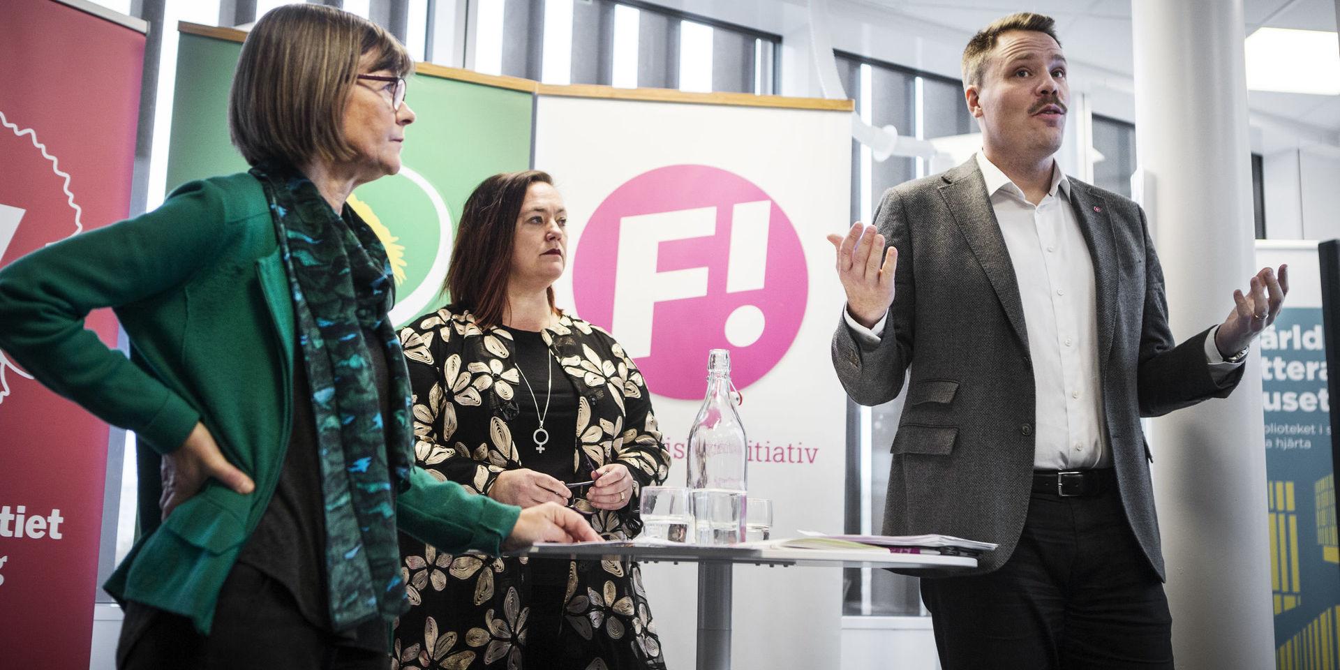 Karin Pleijel (MP, Stina Svensson (FI) och Daniel Bernmar (V) föreslår en skattehöjning för att kunna göra satsningar på välfärden.