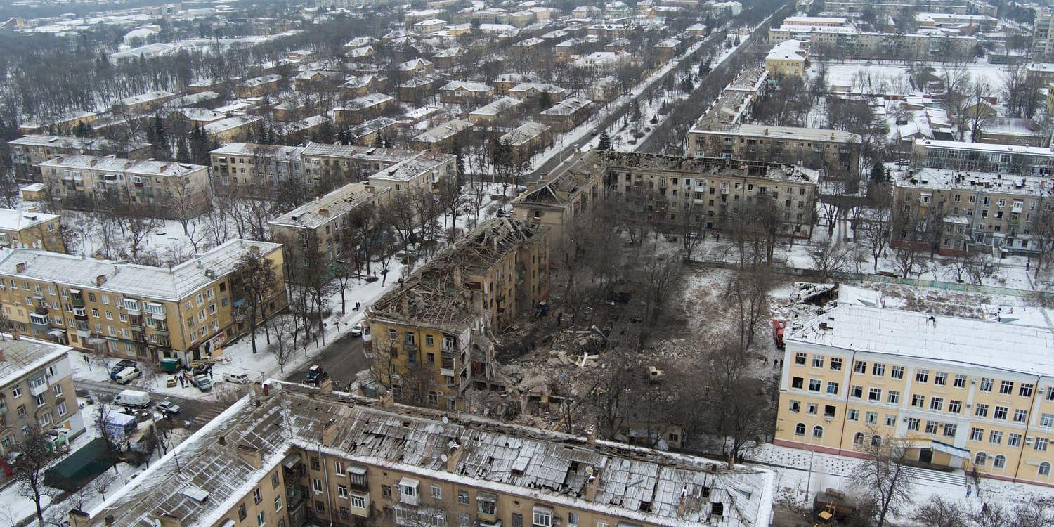 Kramatorsk är en av de största städerna i omstridda Donetsk, några mil från frontlinjen. Arkivbild från en annan attack, den 2 februari.