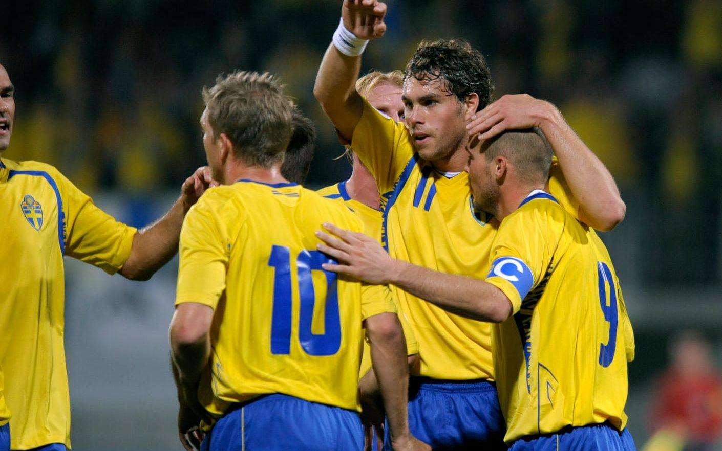 2007: Liechtenstein (b) 3-0, EM-kval, Christian Wilhelmsson, Fredrik Ljungberg, Anders Svensson. Bild: TT