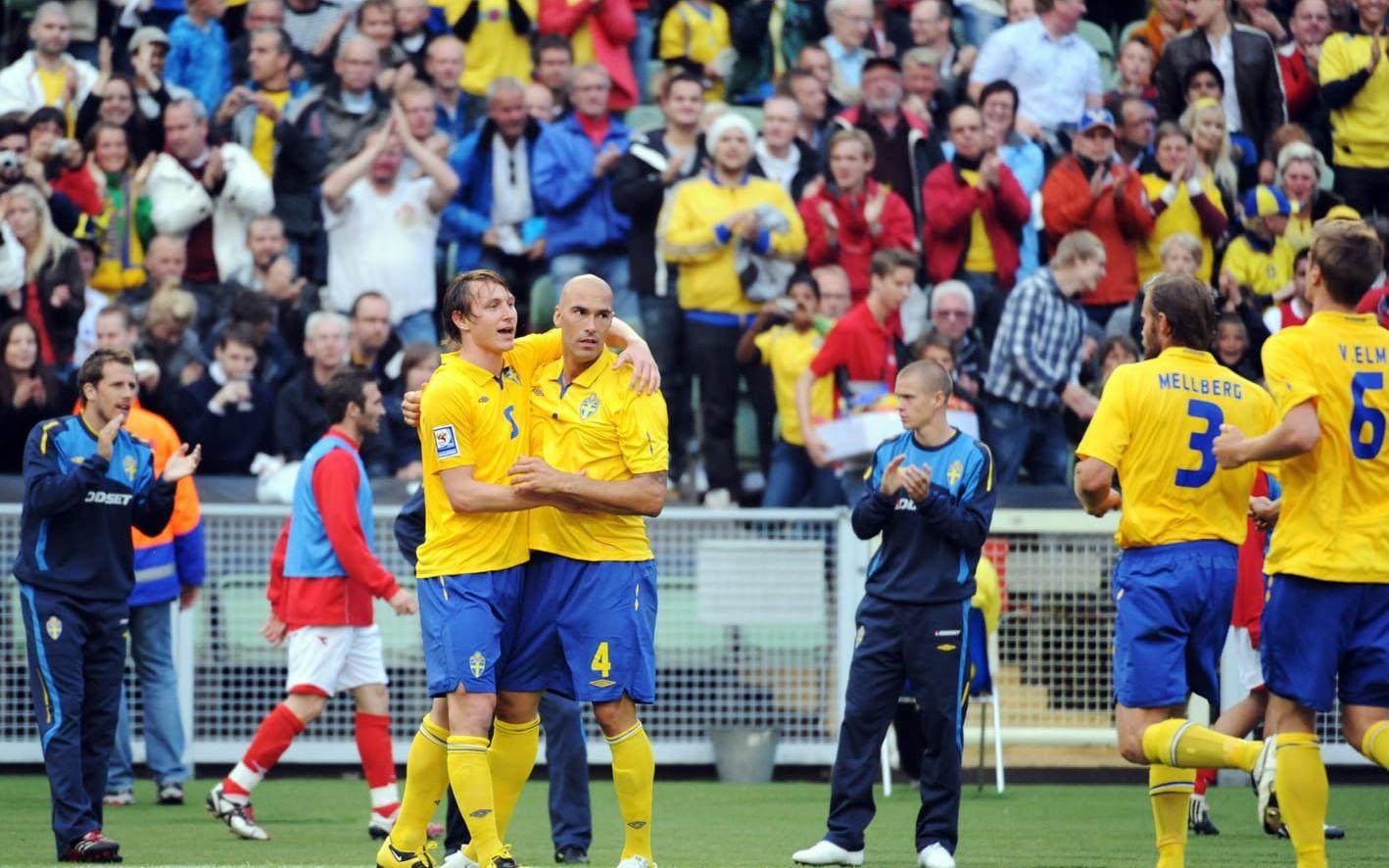 2009: Malta (h) 4-0, VM-kval, Kim Källström, Daniel Majstorovic, Zlatan Ibrahimovic, Marcus Berg. Bild: TT