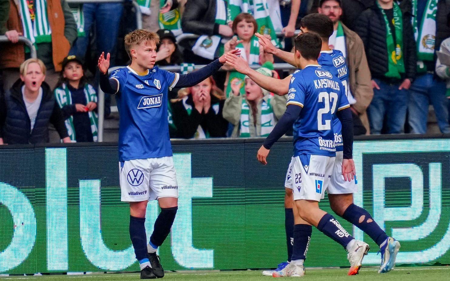 Otso Liimatta, till vänster, gav Hammarby en kalldusch redan efter tio minuter.