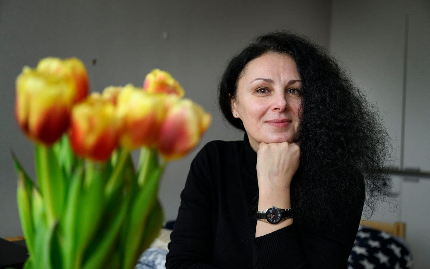Kateryna Meletych från Ukraina bor på ett flyktingboende i Tyresö.