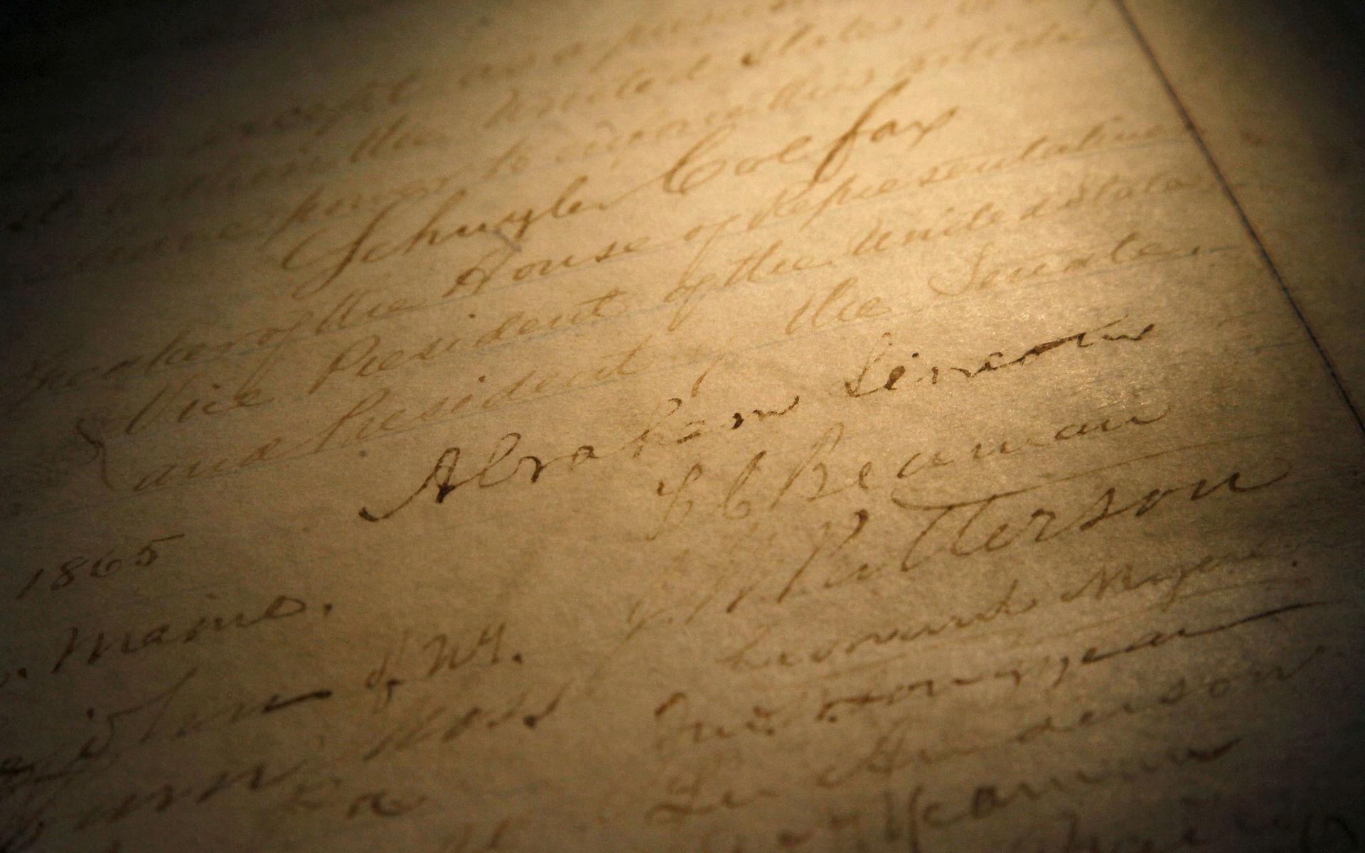 En kopia av Abraham Lincolns underskrift på det trettonde tillägget.