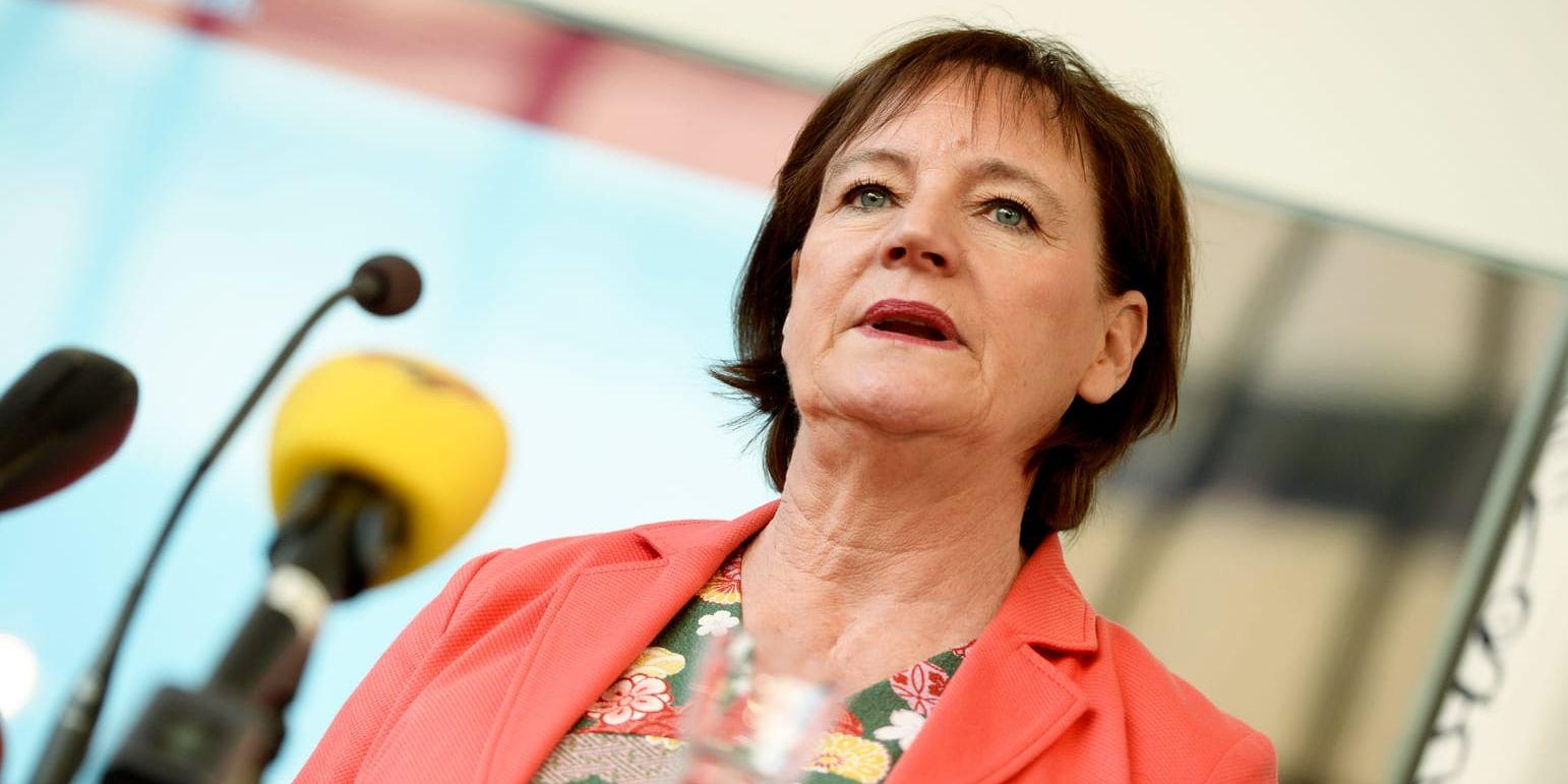 Kommunals avgående ordförande Annelie Nordström håller pressträff med anledning av vinterns granskning av fackförbundet, på huvudkontoret i Stockholm.