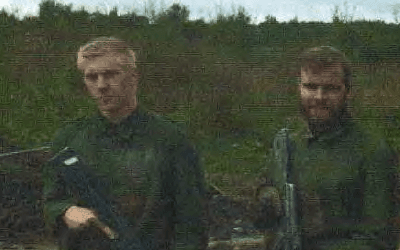 Anton Thulin och Viktor Melin under den paramilitära utbildningen i Ryssland. Bild. Säpo