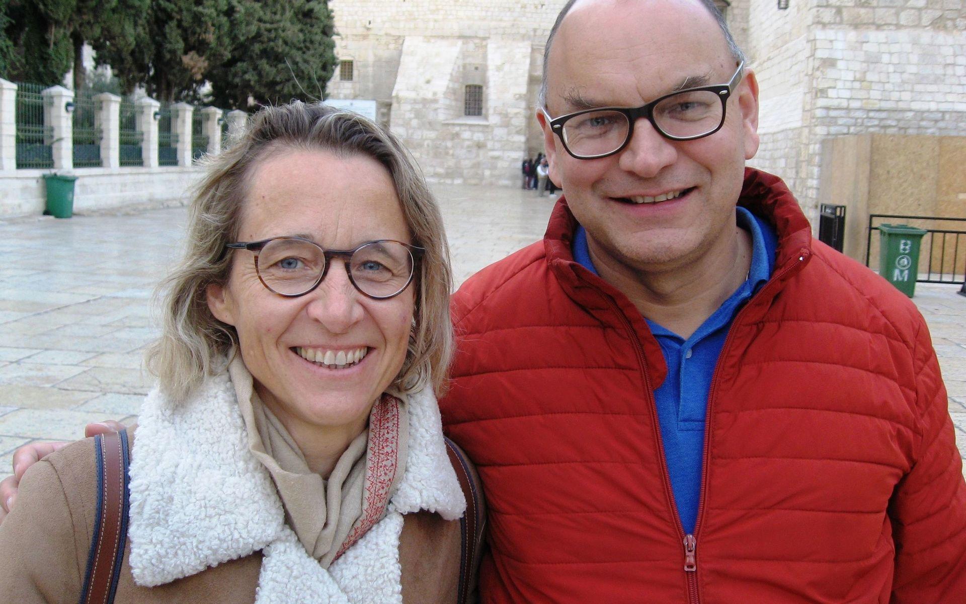 Makarna Marie och William Noëlle från Frankrike besöker Betlehem.