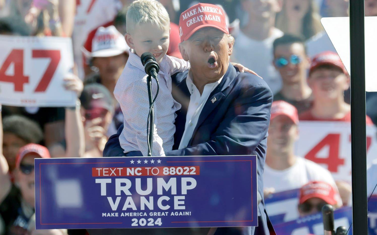 USA:s president Donald Trump fotograferad under valrörelsen i höstas i North Carolina.